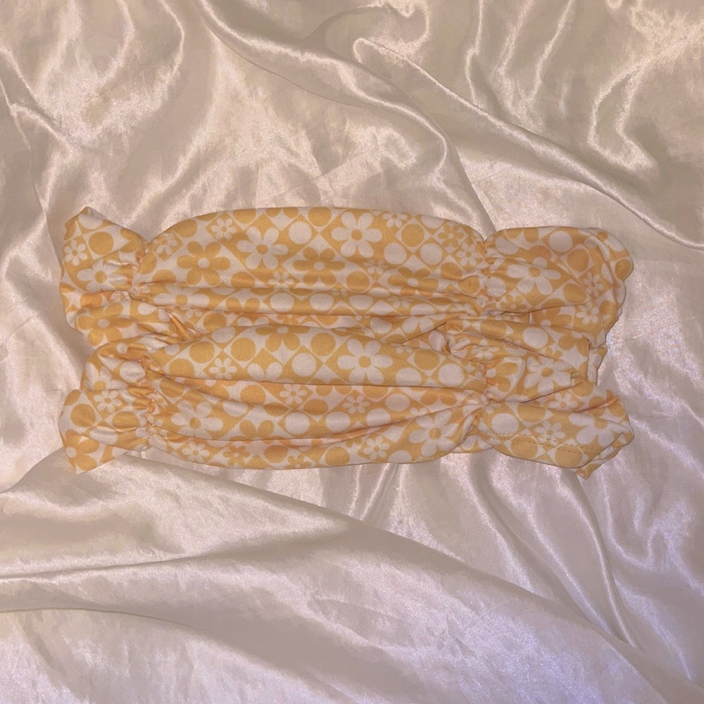 Rebellious Dreamer Tube Top Yellow floral tropical shirt